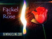 Hier zauberst Du mit einer Fackel und verwandelst Feuer in eine Rose.