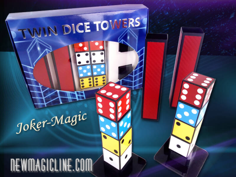 Twin Dice Towers by Joker Magic - Mentalmagie mit acht Würfeln - Zaubertrick