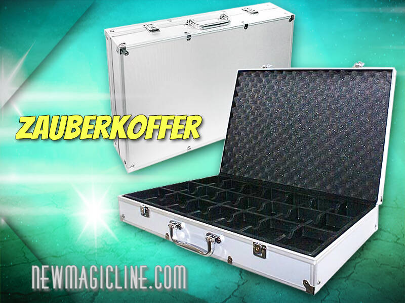 Leerer Aluminium Zauberkoffer mit 21 Fächern für Close-Up Magie Requisiten