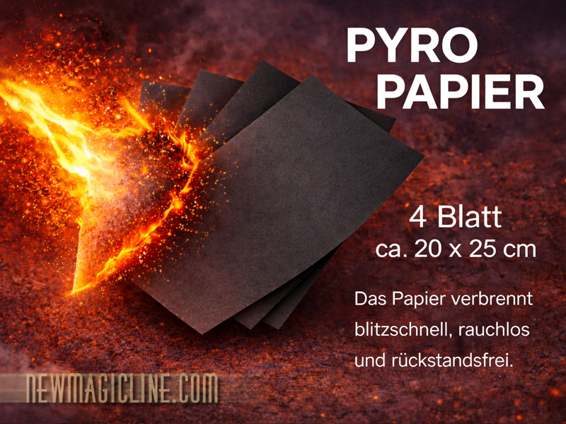 Pyropapier Flashpaper 4 Blatt 21x25 schwarz - Pyroeffekt