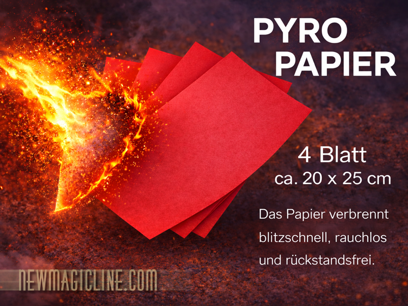 Pyropapier Flashpaper 4 Blatt 20x25 rot - Pyroeffekt