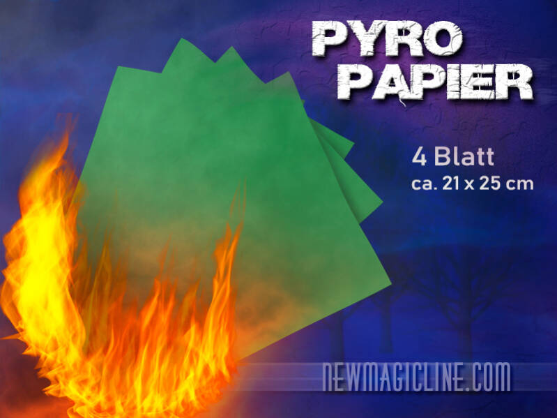 Pyropapier Flashpaper 4 Blatt 21x25 grün - Pyroeffekt