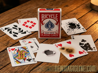 Das Bicycle - Super Gaff Deck ist ein umfangreiches Kartenspiel mit 55 speziell gestalteten Karten und rotem Bicycle Rider Back Rückenmuster.