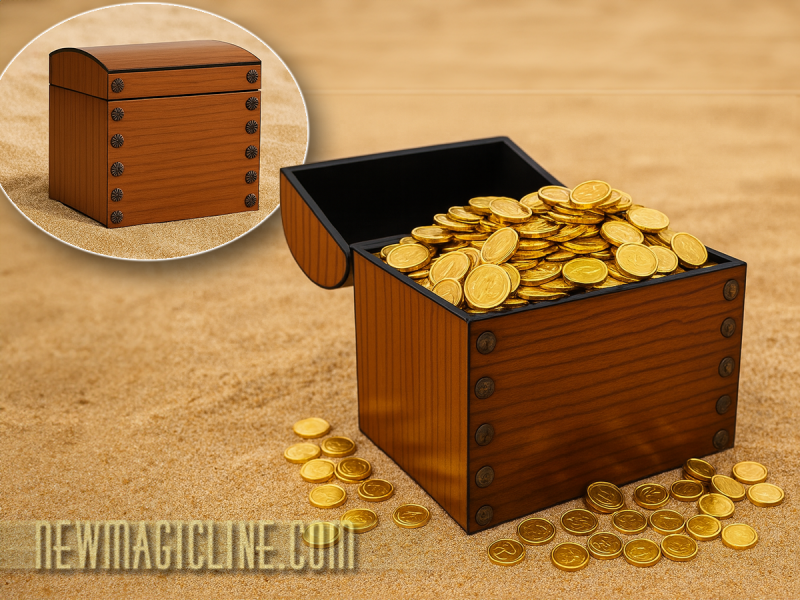 Mit Magical Chest by Tora Magic füllen Sie eine leere Schatztruhe 2 x wie durch Zauberhand – Goldmünzen inklusive.