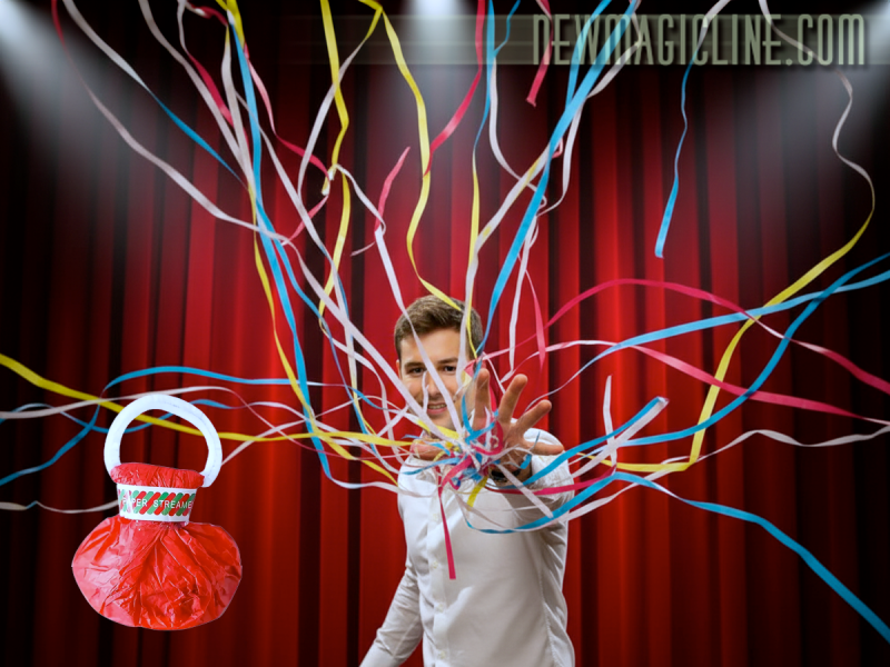 Papierstreamer Onion shaped small bunt- Papierschlangen fliegen auf die Zuschauer zu