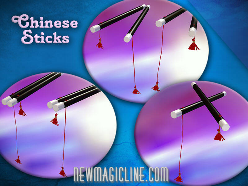Bei dem Zaubertrick Chinese Sticks werden Schnüre mal länger und mal kürzer.