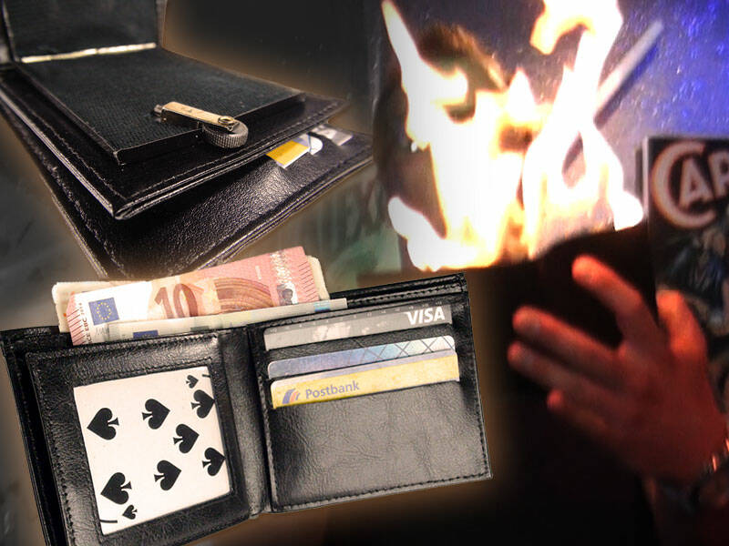 Mit der brennenden Brieftasche können Sie Ihre Zuschauer überraschen. Das sorgt für Aufmerksamkeit und Sie können sie auch als normale Brieftasche verwenden.