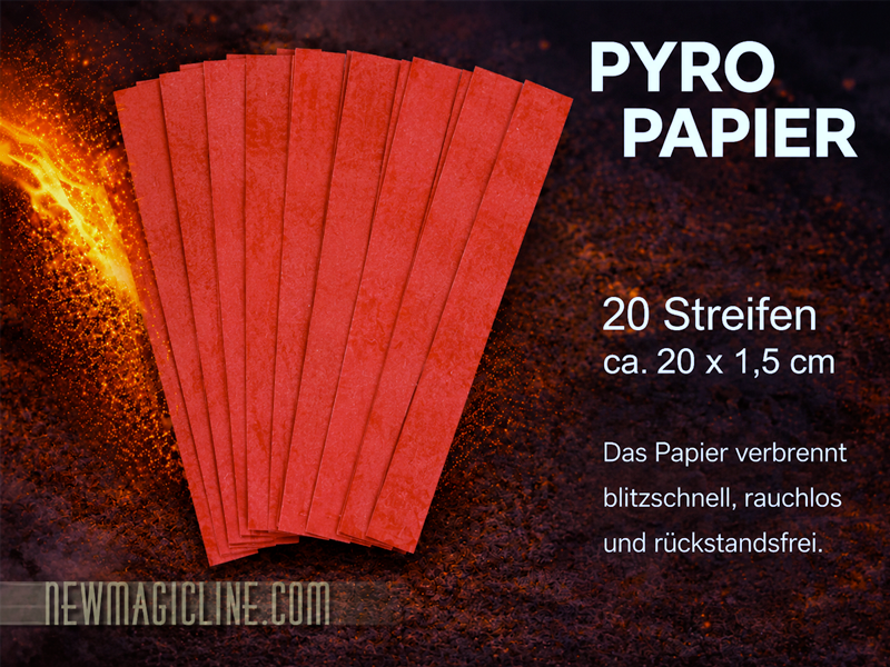 Pyropapier Flashpaper 20 Streifen 20 x 1,5 cm rot für Blitzrosen und Feuerakzente