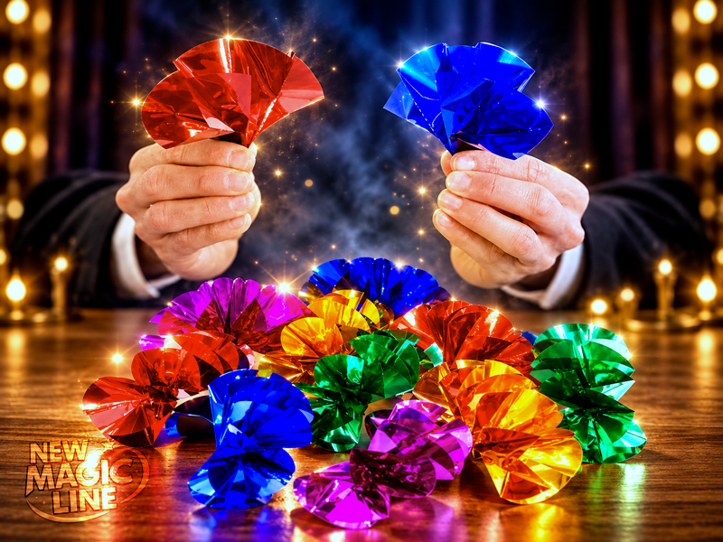 Klappbare Produktionsblumen – 10 Mylar-Blumen | Zaubertrick