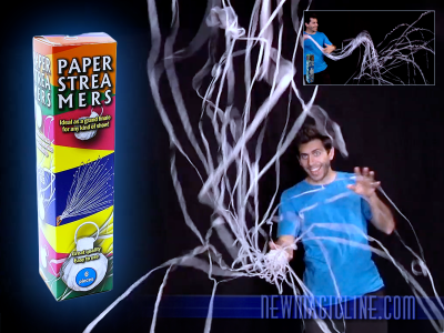 Papierstreamer Onion shaped weiß - Papierschlangen fliegen auf die Zuschauer zu - Zauberzubehör